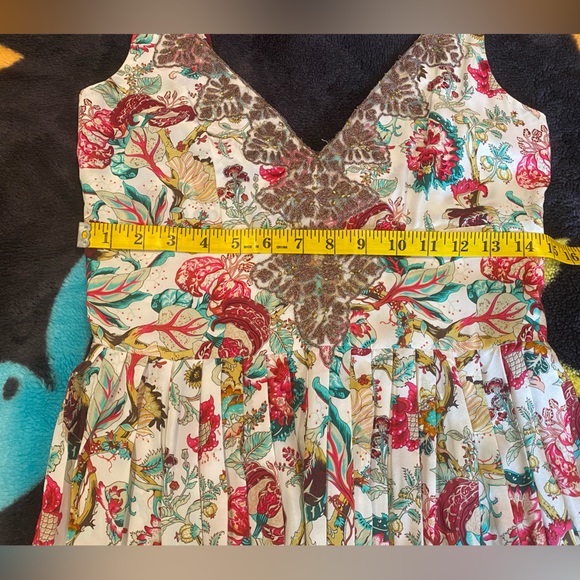 Plenty by Tracy Reese silk floral dress with lace bead in the front size 8 - Picture 9 of 16